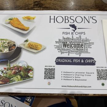 Hobson's Fish & Chips - Placemat - Fish & Chips Near Me - London, XGL Hobson's Fish & Chips - Placemat - Fish & Chips Near Me - London, XGL
