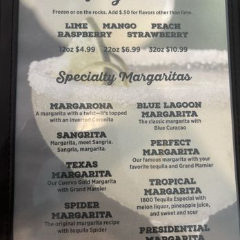 La Hacienda Mexican Grill - Margarita menu - Mexican Near Me - Chesapeake, Virginia