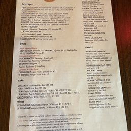 Menu as of November 2023 Menu as of November 2023