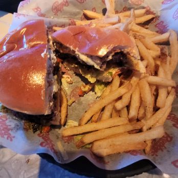 Bubba's 33 - This is the Habanoro burger with jalapeño cream cheese. It's not too spicy.. Depending on your heat tolerance.  I get this every time - Burgers Near Me - San Antonio, Texas