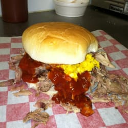 Good Grub BBQ - Pit Smoked Pork sandwich, with mustard slaw and BBQ sauce