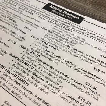 Nikka Ramen - Menu - Ramen Near Me - Goleta, California