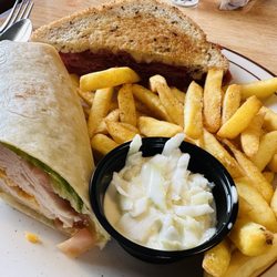 Whitney Point Country Kitchen - The reuben and turkey wrap (split because we shared) and fries!
