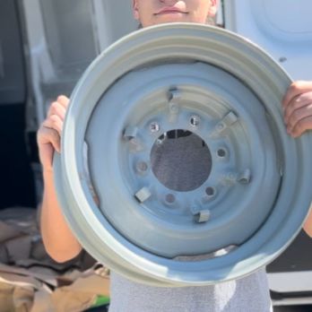 Cancel - The rims after we got them back from Powder Coating! From super rusty in a barn to looking like new! - Sandblasting Near Me - Brea, California