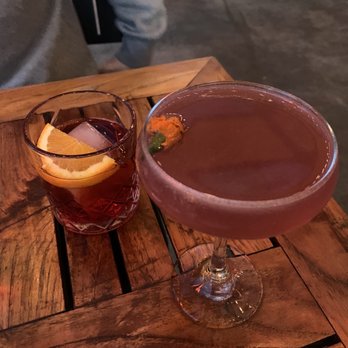The Table - Negroni (left) and Forbidden Flower (right) - New American Near Me - San Jose, California The Table - Negroni (left) and Forbidden Flower (right) - New American Near Me - San Jose, California