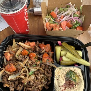 Cafe Du Liban - Beef shawarma plate with half/half rice and salad - Middle Eastern Near Me - Tarzana, California Cafe Du Liban - Beef shawarma plate with half/half rice and salad - Middle Eastern Near Me - Tarzana, California