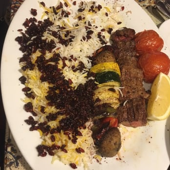 Kolbeh Kabob - Half eaten shish kebab- my dad dig in before I could snap a pic but these berries on the rice were AWESOME - Persian/Iranian Near Me - Orangevale, California Kolbeh Kabob - Half eaten shish kebab- my dad dig in before I could snap a pic but these berries on the rice were AWESOME - Persian/Iranian Near Me - Orangevale, California