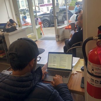Lazybird Coffee - Inside looking out while standing waiting for latte and salad. - Coffee & Tea Near Me - Alameda, California