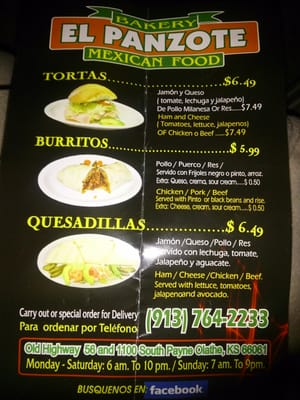 Menu photo 7 El Panzote Olathe, KS