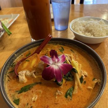Sala Thai Kitchen - Red curry pork side of jasmine rice - Thai Near Me - Salt Lake City, Utah