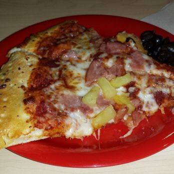 Cicis Pizza - Canadian Bacon and pineapple pizza. REMOVE the pineapple and add the olives from the salad bar! - Pizza Near Me - San Antonio, Texas