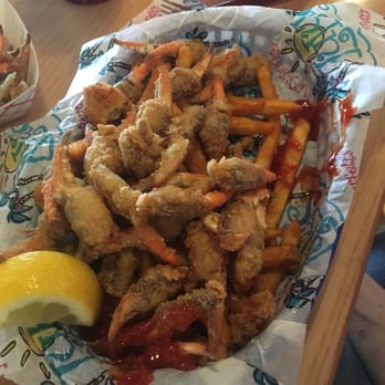 LuLu's Destin - Crab claw basket. Plenty of food including coleslaw, jalapeño hush puppies, and fries. - Seafood Near Me - Destin, Florida