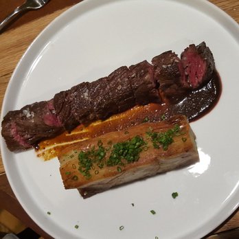 Codex - Hanger steak with potato pave - New American Near Me - Norfolk, Virginia Codex - Hanger steak with potato pave - New American Near Me - Norfolk, Virginia