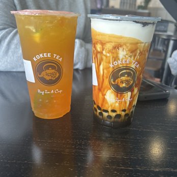 Kokee Tea - Mango Virgin Mojito Tea w/ peach boba  Oreo C & C Brown Sugar w/ honey boba - Coffee & Tea Near Me - Fredericksburg, Virginia