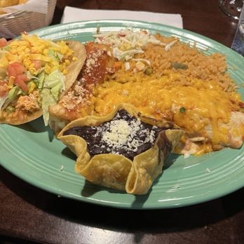 Frontera Grill - Combination dinner, burrito, chimichanga, and chalupa, with rice and black beans. - Mexican Near Me - Chicopee, Massachusetts