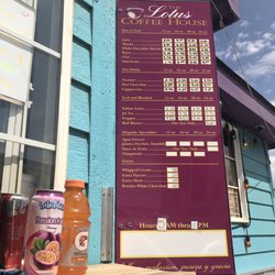 Lotus Coffee House - These are the drinks on the menu - we got a Vanilla Latte and an Italian Soda!