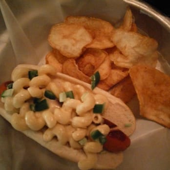 Madison Pour House - Hit dog with jalapeño mac & cheese - New American Near Me - Albany, New York Madison Pour House - Hit dog with jalapeño mac & cheese - New American Near Me - Albany, New York