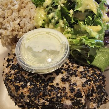 Nico's Pier 38 - Furikake pan seared ahi - ordered medium rare w/ brown rice and green salad - Seafood Near Me - Honolulu, Hawaii Nico's Pier 38 - Furikake pan seared ahi - ordered medium rare w/ brown rice and green salad - Seafood Near Me - Honolulu, Hawaii