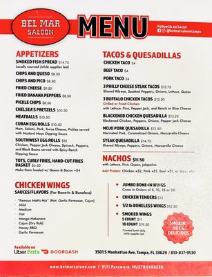 Menu photo 1 Bel Mar Saloon Tampa, FL Menu photo 1 Bel Mar Saloon Tampa, FL