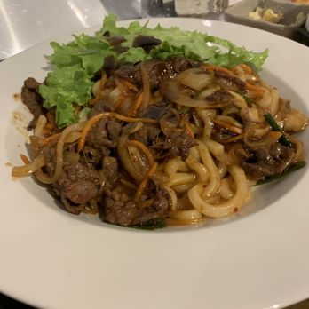 Ogane - a plate of noodles with meat and vegetables - Korean Near Me - Brossard, Quebec