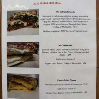 Smallgoods Cheese Shop & Cafe - Menu 4/2026 - Cheese Shops Near Me - La Jolla, California