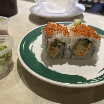 Genki Sushi - Green plate- 3.65 spicy Cali Roll same circumference size as the wasabi sauce container. Haha - Sushi Bars Near Me - Ewa Beach, Hawaii Genki Sushi - Green plate- 3.65 spicy Cali Roll same circumference size as the wasabi sauce container. Haha - Sushi Bars Near Me - Ewa Beach, Hawaii