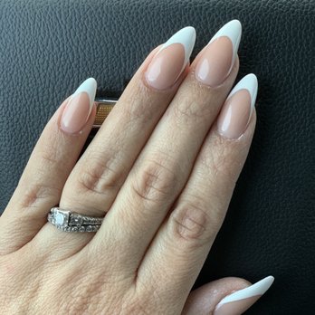 Lux Nails & Spa - White tip, almond shape acrylic set - Nail Salons Near Me - Hayward, California Lux Nails & Spa - White tip, almond shape acrylic set - Nail Salons Near Me - Hayward, California