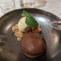Le Gramont - Chocolate lava cake with vanilla ice cream.