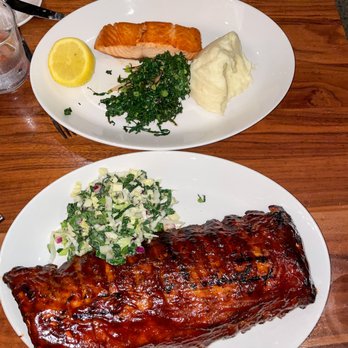 Nick's Manhattan Beach - baby back pork ribs and pan seared scottish salmon - American Near Me - Manhattan Beach, California Nick's Manhattan Beach - baby back pork ribs and pan seared scottish salmon - American Near Me - Manhattan Beach, California