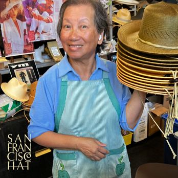 San Francisco Hat - Stella with a stack of Optimo Panamas fresh off the press! - Hats Near Me - San Leandro, California San Francisco Hat - Stella with a stack of Optimo Panamas fresh off the press! - Hats Near Me - San Leandro, California