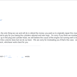 Hickory Home & Garden Center - Their reply only offering to refund what I paid.