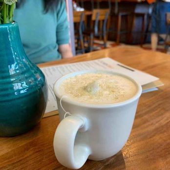 Kitchen Story - Breakfast soy latte with steeped tea, cardamon, caramel and sesame seeds - Breakfast & Brunch Near Me - Oakland, California