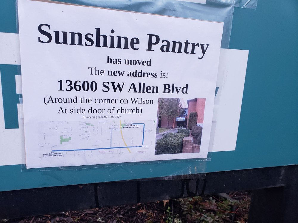 SUNSHINE PANTRY CLOSED Updated April 2024 13600 SW Allen Blvd