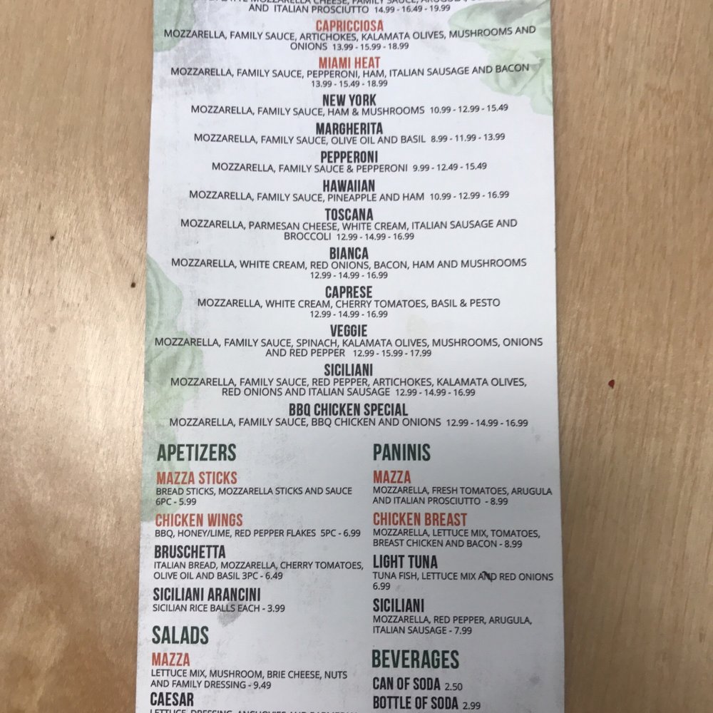 Mazza Pizzeria - The choices. - Pizza Near Me - Doral, Florida