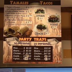 Los Alazanes - Here is the menu for catering/ large party orders