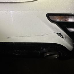 Kia rear bumper before Rick's repair job