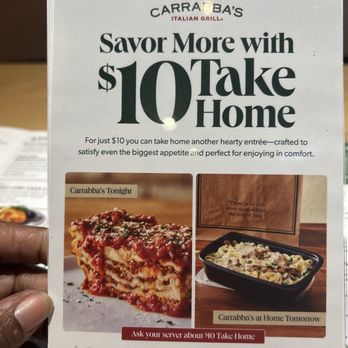 Carrabba's Italian Grill - $10 Take Home  Deal - Italian Near Me - Morrow, Georgia