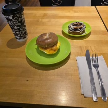 Little Green Hive - My breakfast order set-up on my table. - Coffee & Tea Near Me - Roanoke, Virginia