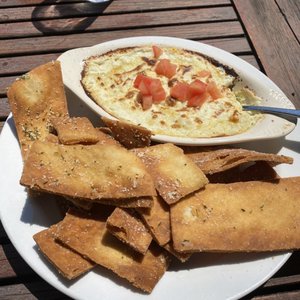 Photo of The Bay - Milwaukee, WI, United States. Artichoke dip with Parmesan pita chips
