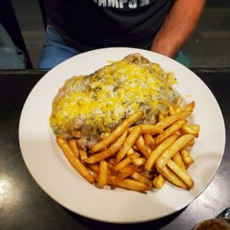 Green Chili Burger and Fries - Hefty Serving Green Chili Burger and Fries - Hefty Serving