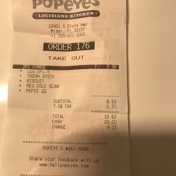 Burger King - the receipt for pope's - Fast Food Near Me - Doral, Florida