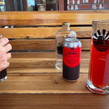 Arizona Wilderness Brewing - I took too long to take the pic and Steff had to sip! LOL - Breweries Near Me - Gilbert, Arizona