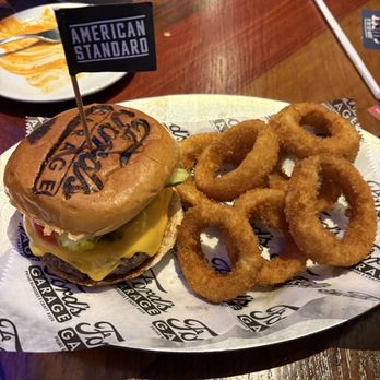 Ford's Garage Sanford - Traditional burger and onion rings - Burgers Near Me - Sanford, Florida Ford's Garage Sanford - Traditional burger and onion rings - Burgers Near Me - Sanford, Florida