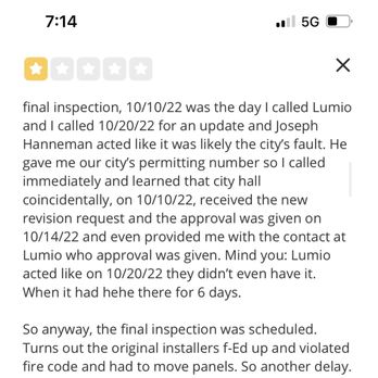 Lumio - Original review text that was too long to post. 3 - Solar Installation Near Me - Lehi, Utah Lumio - Original review text that was too long to post. 3 - Solar Installation Near Me - Lehi, Utah