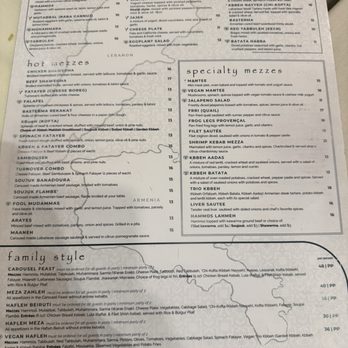 Carousel Restaurant - Menu as of 5/29/25 - Middle Eastern Near Me - Glendale, California