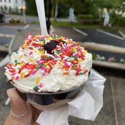 S'mores sundae with lots of fudge and "jimmies." Forgot that is what they call sprinkles up here :)