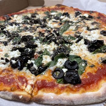 Bernie's Pizza - feta cheese & spinach with red sauce, onions, and black olives - Pizza Near Me - Dallas, Pennsylvania Bernie's Pizza - feta cheese & spinach with red sauce, onions, and black olives - Pizza Near Me - Dallas, Pennsylvania
