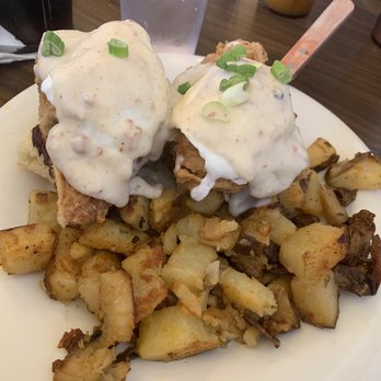 Cajun Kitchen Cafe - Chicken, biscuit w/gravy poached eggs & breakfast potatoes - Cajun/Creole Near Me - Ventura, California Cajun Kitchen Cafe - Chicken, biscuit w/gravy poached eggs & breakfast potatoes - Cajun/Creole Near Me - Ventura, California
