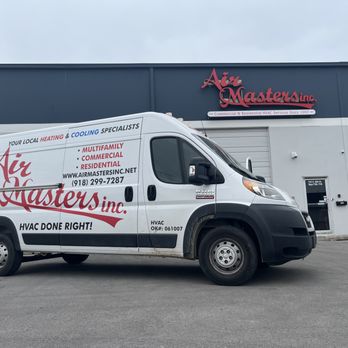 Air Masters - Air Masters Service Van in Front of the Main Office. Our Service vans are always fully stocked for all HVAC Repair Needs! - Heating & Air Conditioning/HVAC Near Me - Tulsa, Oklahoma Air Masters - Air Masters Service Van in Front of the Main Office. Our Service vans are always fully stocked for all HVAC Repair Needs! - Heating & Air Conditioning/HVAC Near Me - Tulsa, Oklahoma