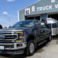Splash-N-Dash Truck Rv Car Wash - Our rig and trailer, shiny again after a couple thousand miles' of road grime.